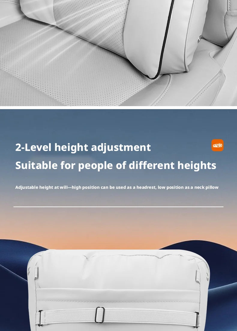 Car Headrest Neck Pillow – Memory Foam Seat Support Cushion Universal Interior Accessory - Delicate Leather