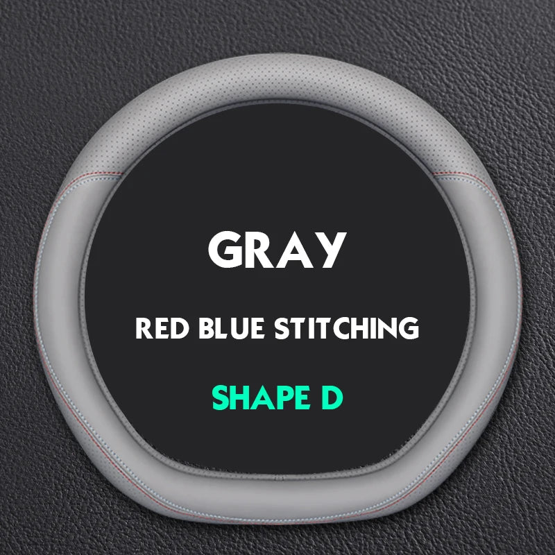 Leather Steering Wheel Cover – Anti-Slip 38cm Universal Luxury Style Interior Accessory - Delicate Leather