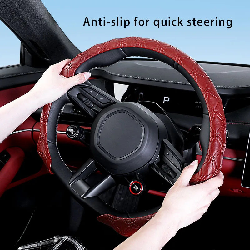 5D Diamond Steering Wheel Cover – Breathable Ultra-Thin Anti-Slip Universal Fit - Delicate Leather