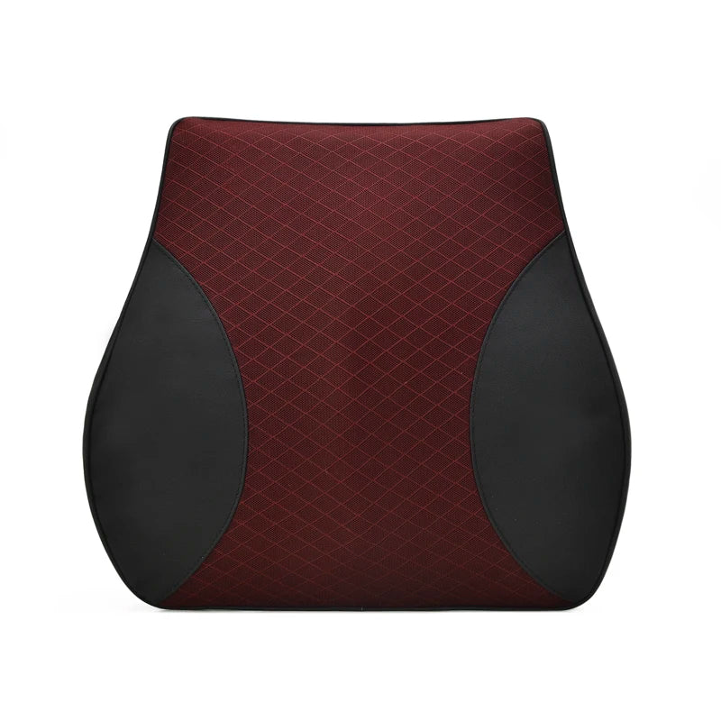 Premium Memory Foam Car Lumbar and Neck Pillow Car Seat Neck Pillow Waist Cushion for Neck Pain and Headrest Support - Delicate Leather
