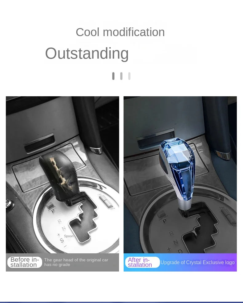 Universal Crystal LED Gear Shift Knob | Stylish Car Gear Head with Illuminated Design (SP17) - Delicate Leather