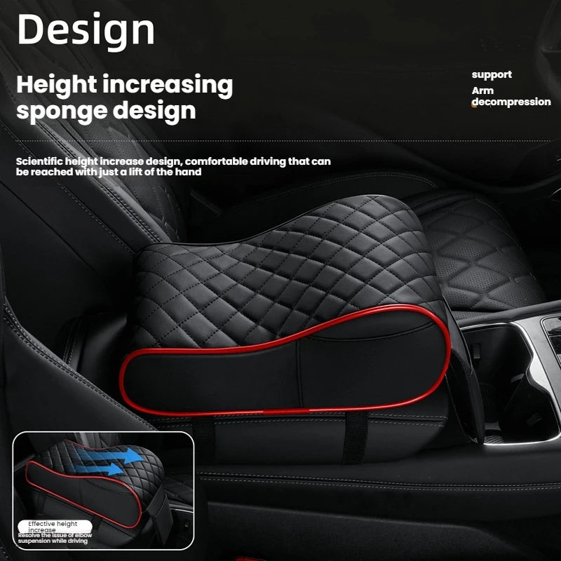 Curved PU Leather Armrest Cushion – Car Center Console Pad with Storage Pocket - Delicate Leather