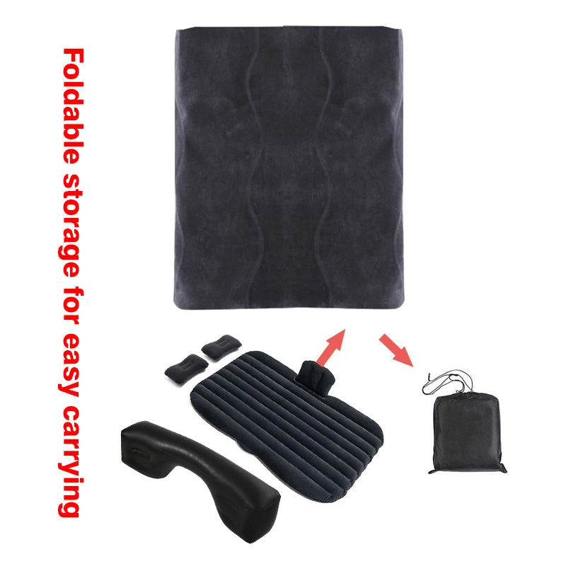 Universal Car Inflatable Bed with Headrest, Universal Fit for SUV, Pickup, Home, Travel & Outdoor Camping - Delicate Leather