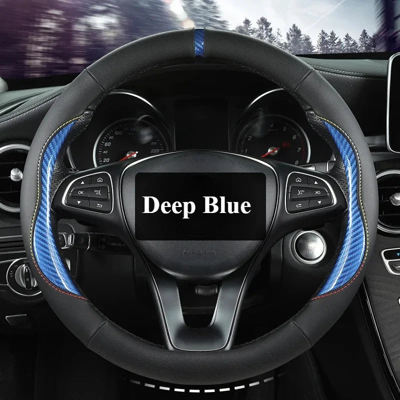 Microfiber Leather Steering Wheel Cover – Anti-Slip Universal O/D Shape Interior Accessory - Delicate Leather