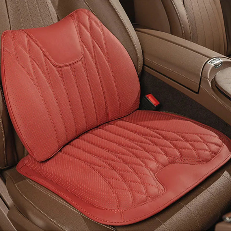 Delicate Leather Universal Car Seat Cushion with Lumbar Support – Ergonomic Leather Driver’s Seat Pad with Integrated Back Support - Delicate Leather