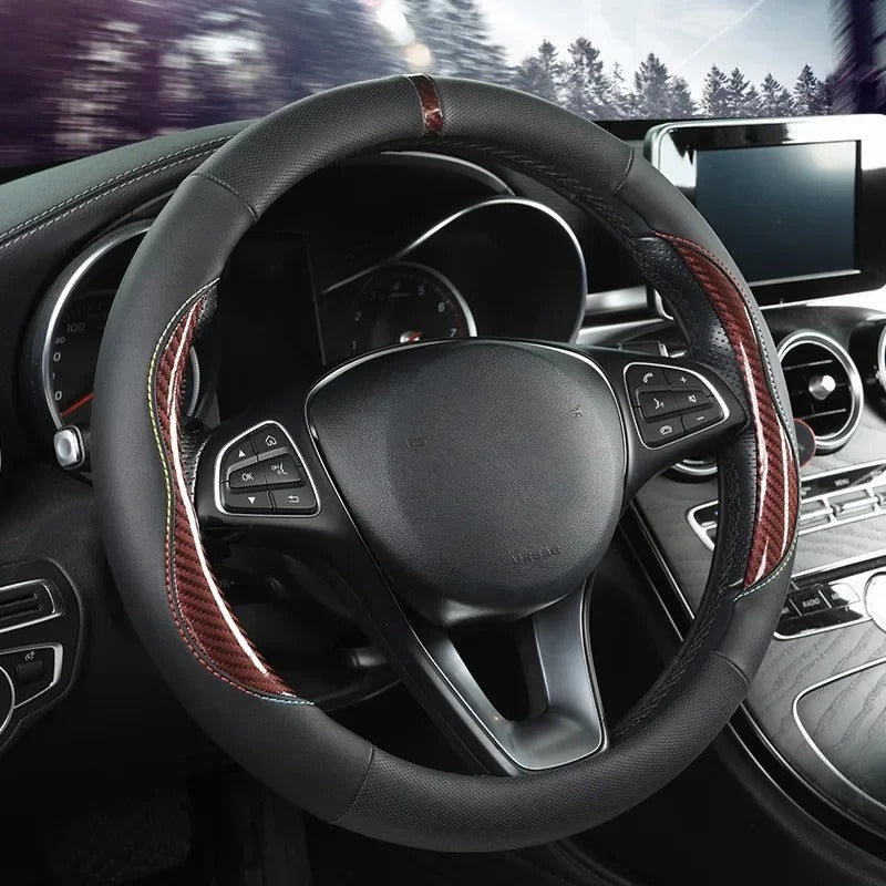 Microfiber Leather Steering Wheel Cover – Universal O & D Shape Anti-Slip Design - Delicate Leather