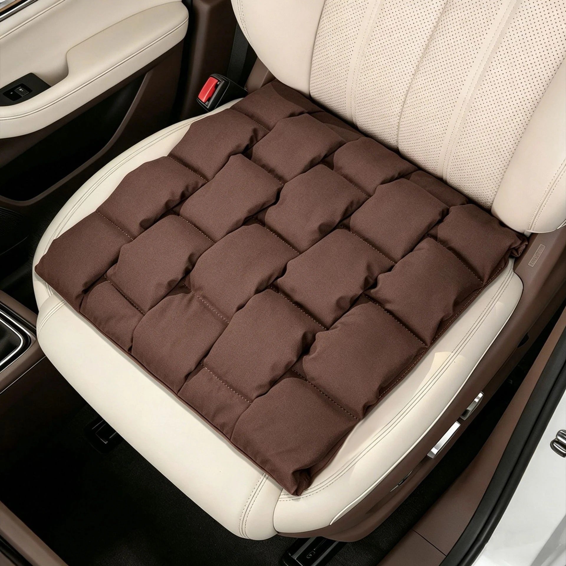 Square Bubble Car Seat Cushion – Breathable Anti-Slip Front Seat Pad - Delicate Leather