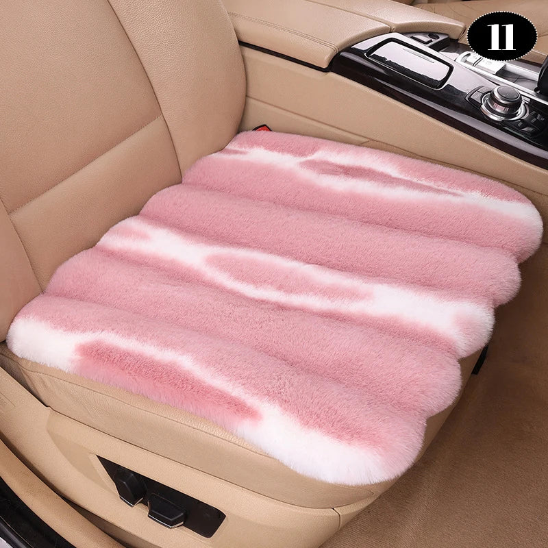 Universal Winter Faux Wool Car Seat Cover – Thickened Warm Plush Cushion, Soft Artificial Fur Interior Accessory - Delicate Leather