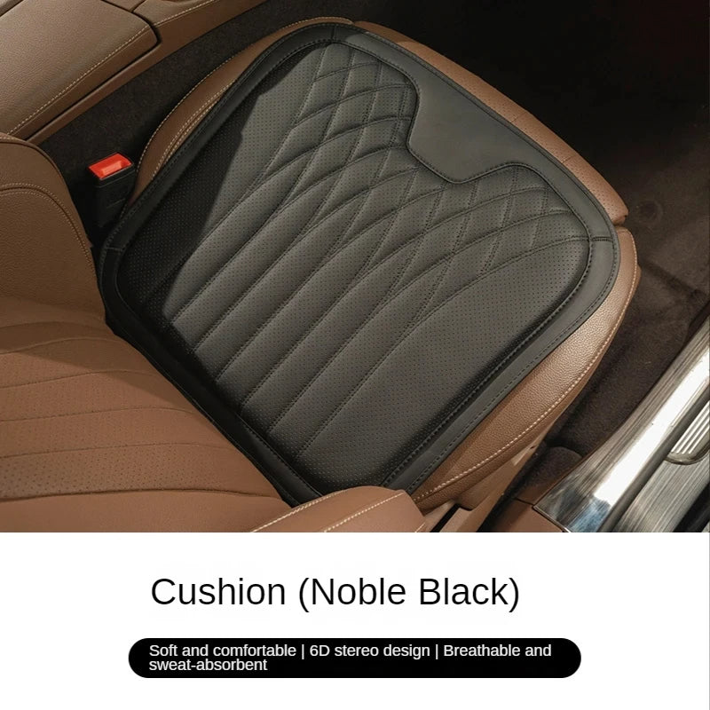 Delicate Leather Universal Car Seat Cushion with Lumbar Support – Ergonomic Leather Driver’s Seat Pad with Integrated Back Support - Delicate Leather