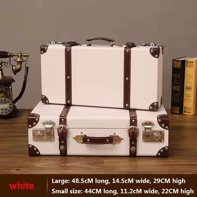Customized Vintage Travel Suitcases Large Capacity Wooden Luggage, Clothes Storage Organizer Boxes, Decorative Props