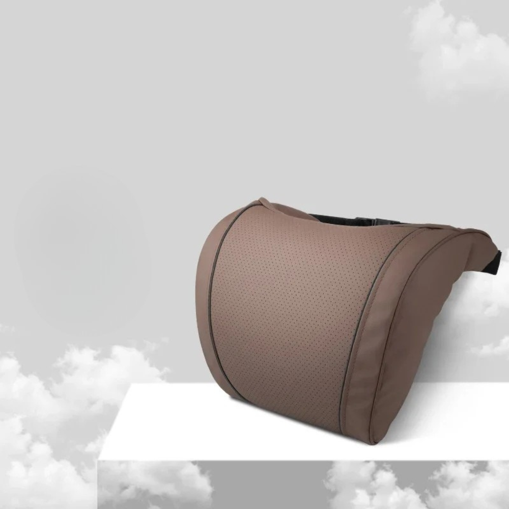 Car Headrest Neck & Waist Pillow – Nappa Leather Seat Support for Auto Comfort - Delicate Leather