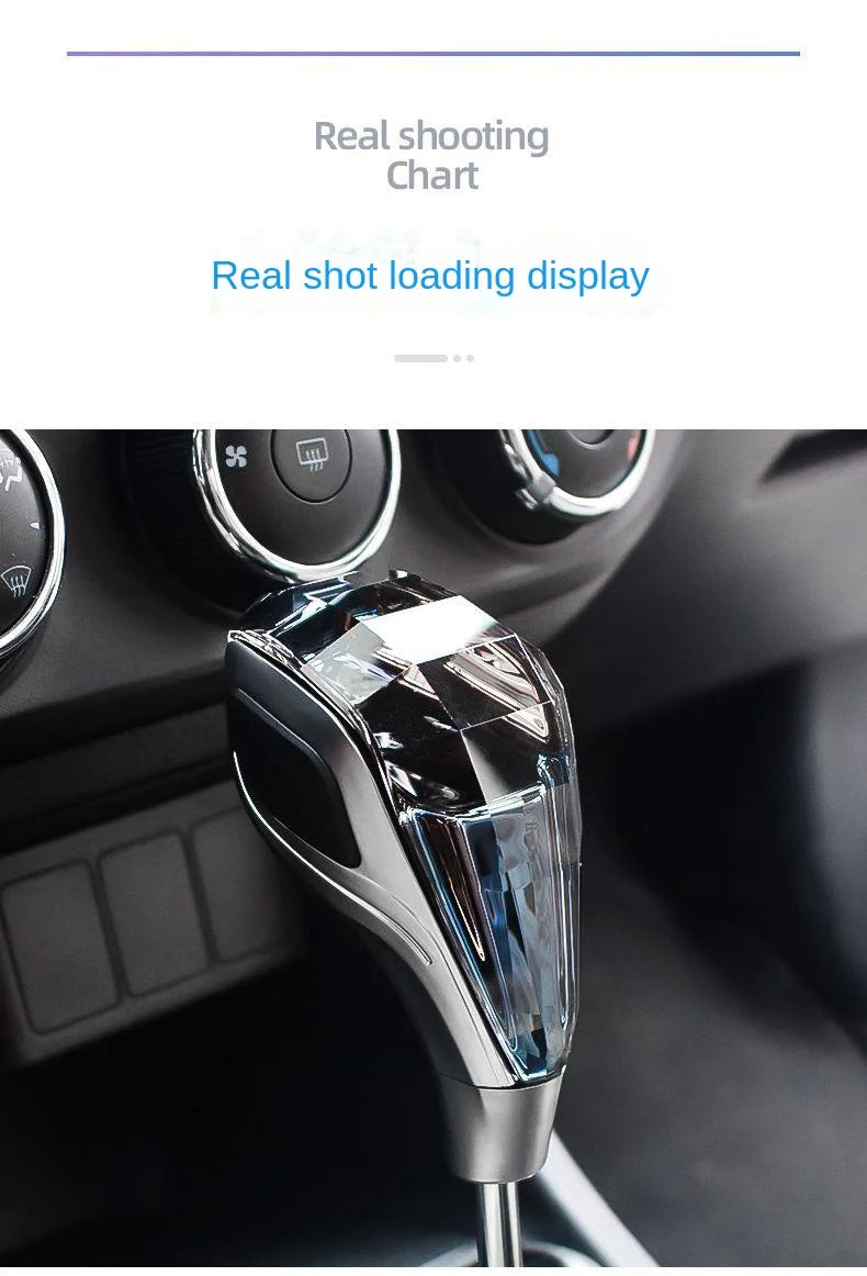 Universal Crystal LED Gear Shift Knob | Stylish Car Gear Head with Illuminated Design (SP17) - Delicate Leather