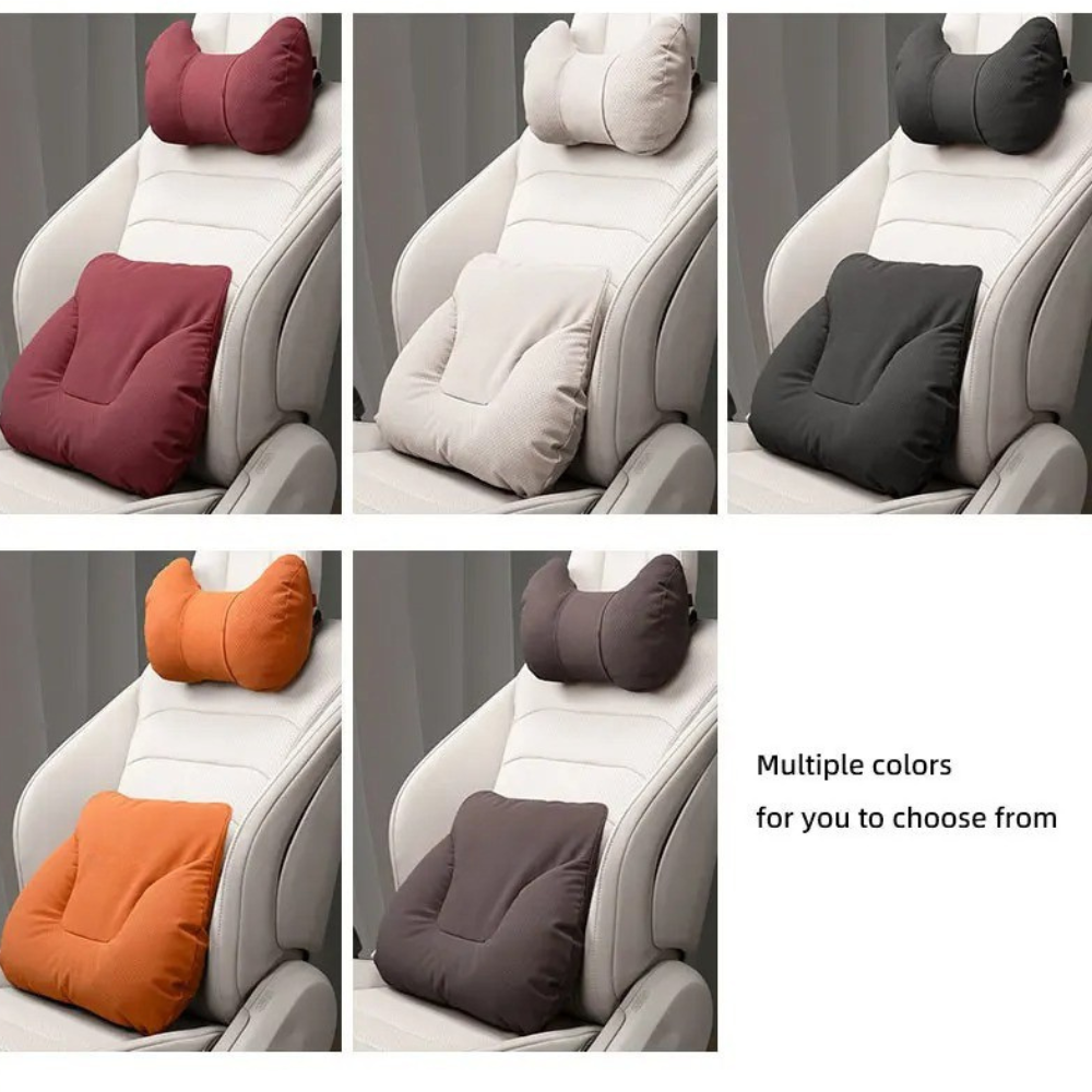 Car Seat Headrest and Lumbar Support Cushion for Car - Delicate Leather