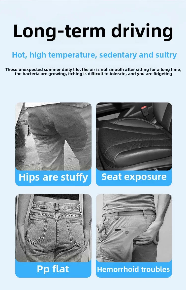 Gel Car Seat Cushion – Breathable Ventilated Non-Slip Universal Seat Pad - Delicate Leather