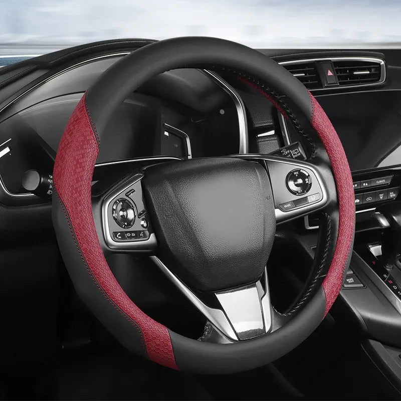 Nappa Leather Steering Wheel Cover – Anti-Slip Universal O/D Type Interior Accessory