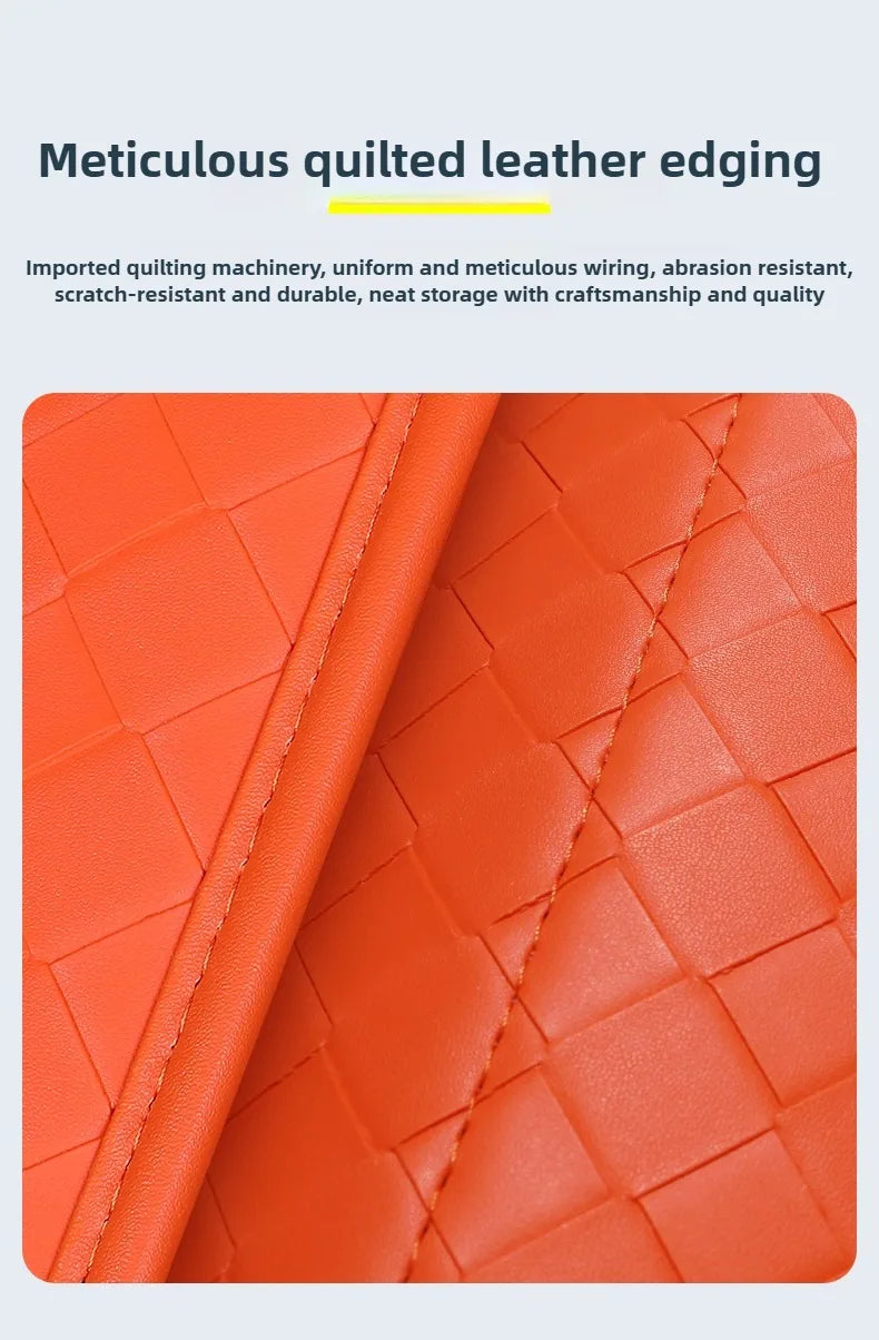 Multi-Functional Folding Trunk Organizer with Nappa Leather - Universal Fit, Waterproof, and Collapsible Design