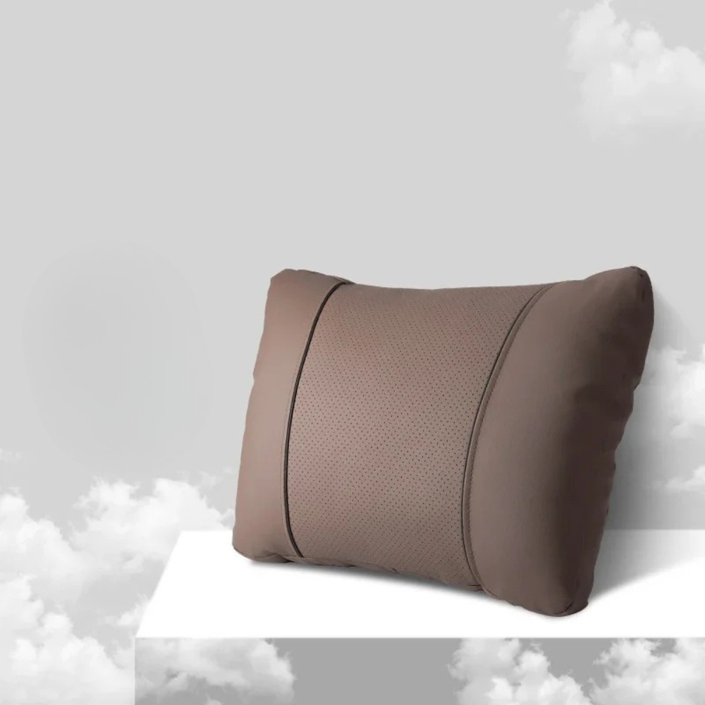 Car Headrest Neck & Waist Pillow – Nappa Leather Seat Support for Auto Comfort - Delicate Leather
