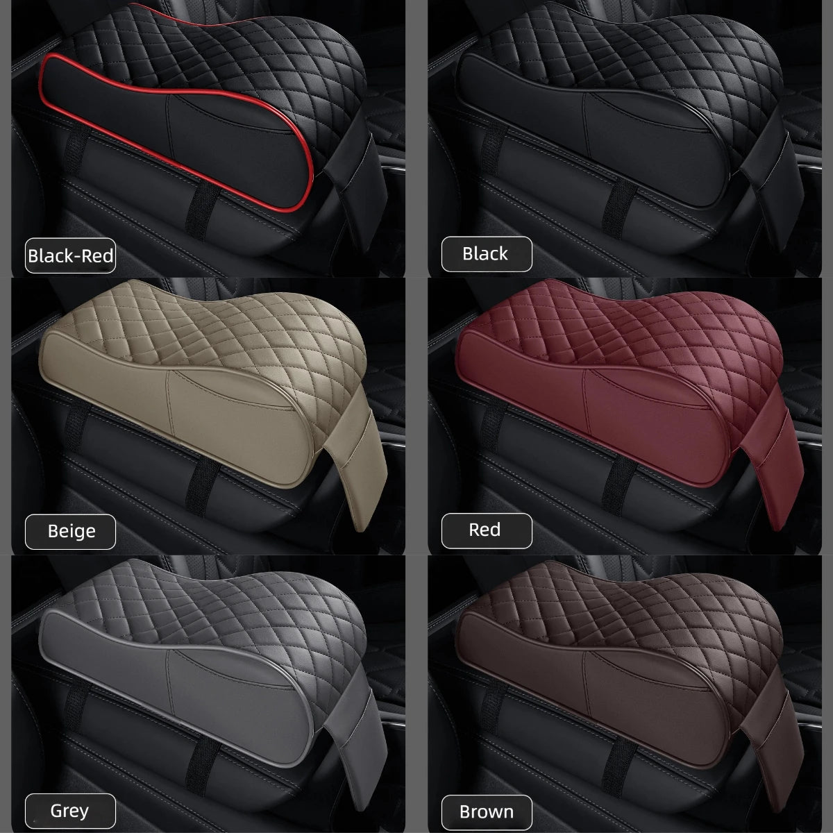 Curved PU Leather Armrest Cushion – Car Center Console Pad with Storage Pocket - Delicate Leather