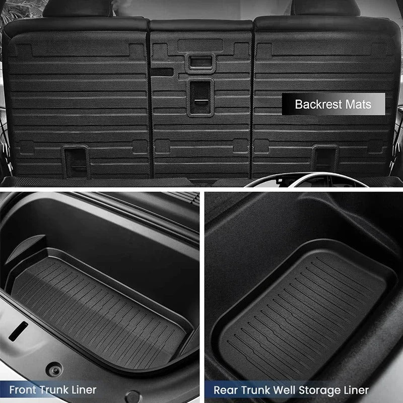 TPE Floor Mats Set for Tesla Model Y 2021–2024 (5-Seater) – Waterproof, Anti-Slip Cargo Liner and Interior Mats - Delicate Leather