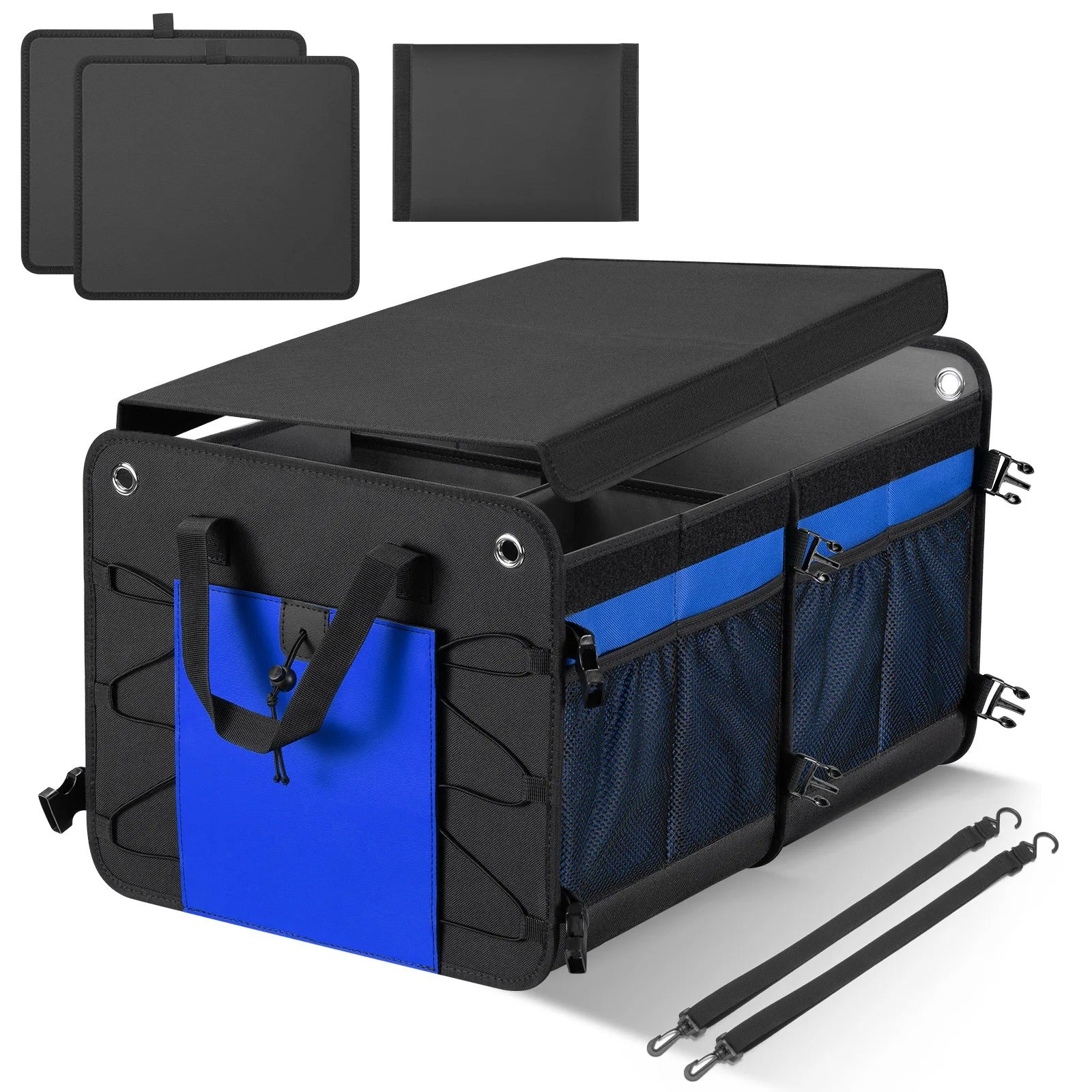 SUV Trunk Organizer Car Collapsible Multi-Compartment Storage Box for Car Accessories - Non Slip Bottom - Delicate Leather