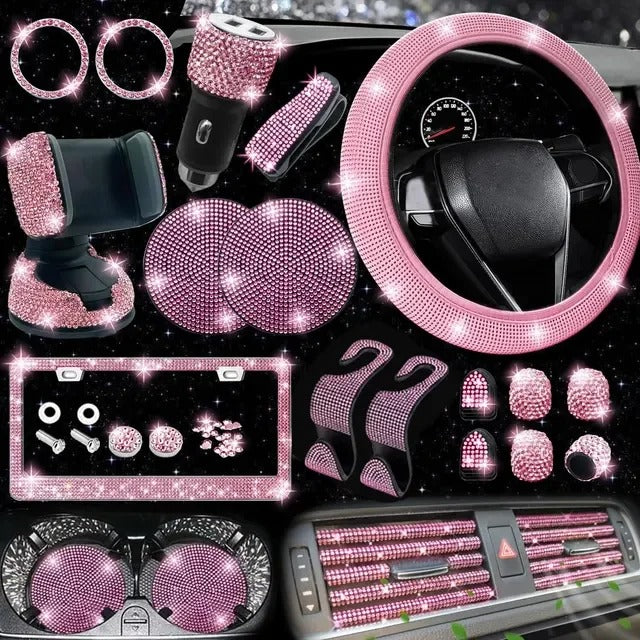 27-Piece Luxury Diamond Car Interior Decoration Gift Box – Stylish Accessories for Women, Gift For Mother's Day 2025