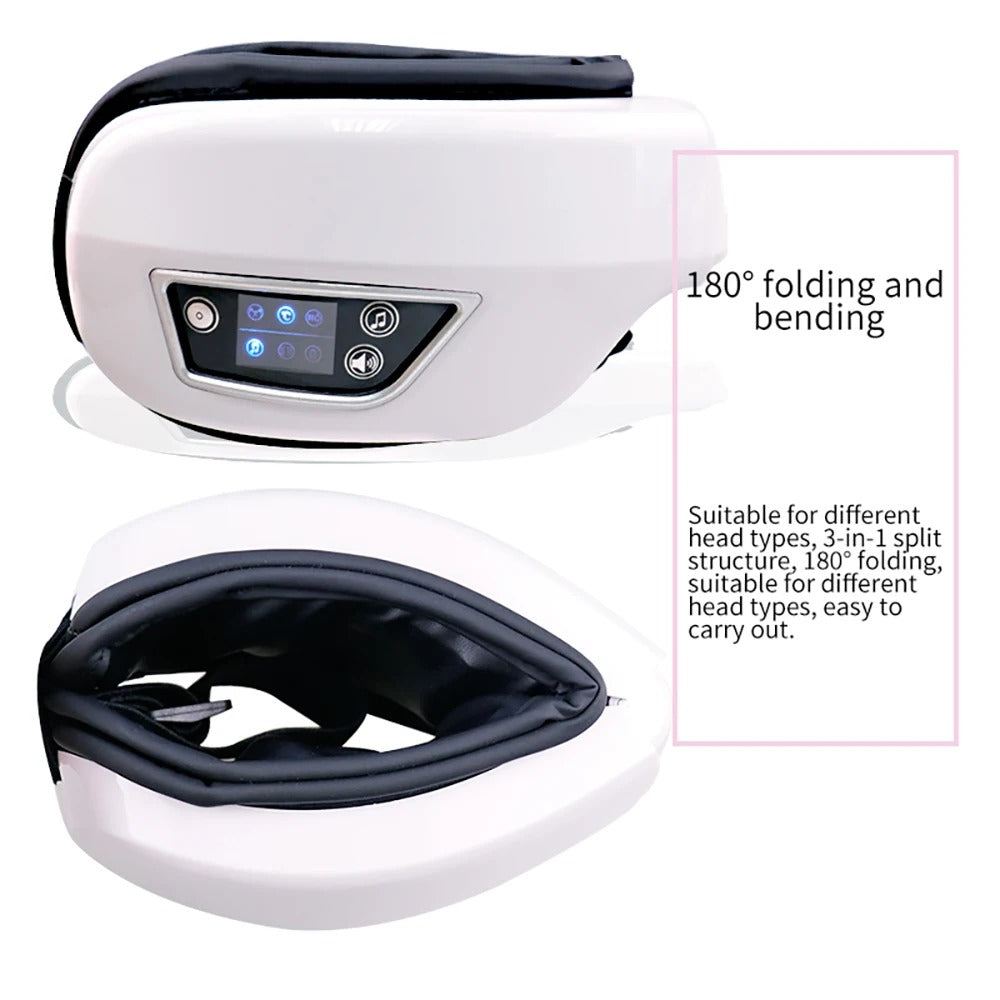 6D Smart Eye Massager with Heat & Air Compression – Bluetooth Music, Sleep Mask, Anti-Fatigue Eye Care - Delicate Leather