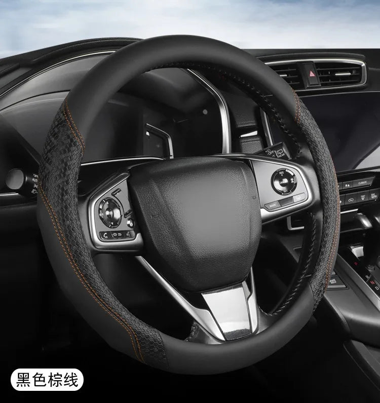 Nappa Leather Steering Wheel Cover – Anti-Slip Universal O/D Type Interior Accessory - Delicate Leather