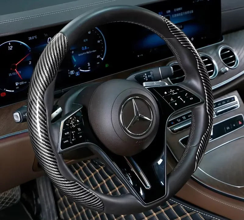 2/3PCS Carbon Fiber Style Steering Wheel Grip Covers – Anti-Slip Universal Set