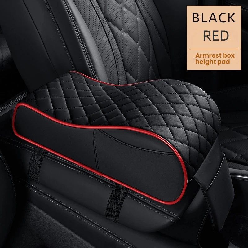 Curved PU Leather Armrest Cushion – Car Center Console Pad with Storage Pocket - Delicate Leather
