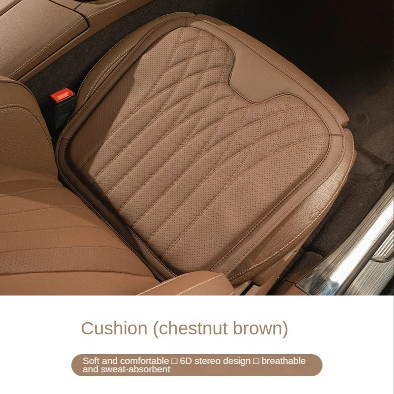 Delicate Leather Universal Car Seat Cushion with Lumbar Support – Ergonomic Leather Driver’s Seat Pad with Integrated Back Support - Delicate Leather