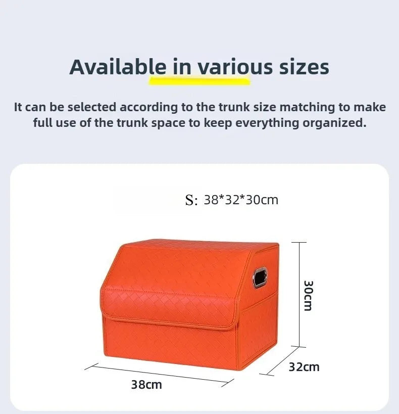 Multi-Functional Folding Trunk Organizer with Nappa Leather - Universal Fit, Waterproof, and Collapsible Design