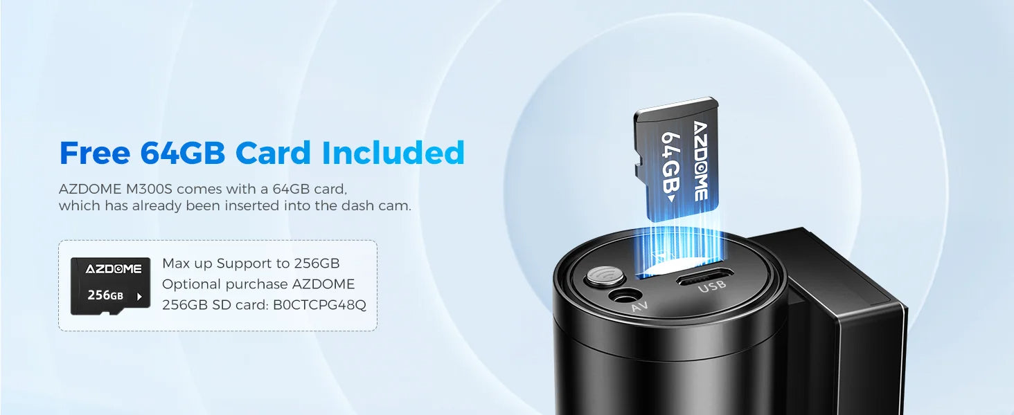 4K AZDOME M300S Dash Cam – Front and Rear, GPS, 5.8G WiFi, WDR Night Vision, with Voice Control and Free 64GB SD Card 29 - Delicate Leather