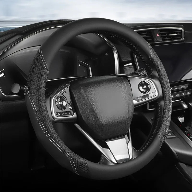 Nappa Leather Steering Wheel Cover – Anti-Slip Universal O/D Type Interior Accessory - Delicate Leather