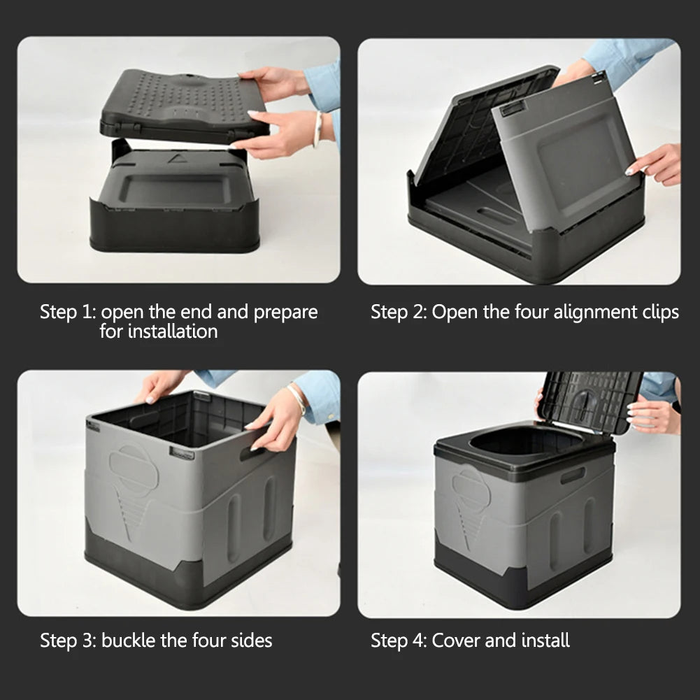 Travel Portable Car Emergency Toilet with cover Outdoor Folding Camping Toilet for Camping Hiking Boat Road Trips Beach - Delicate Leather