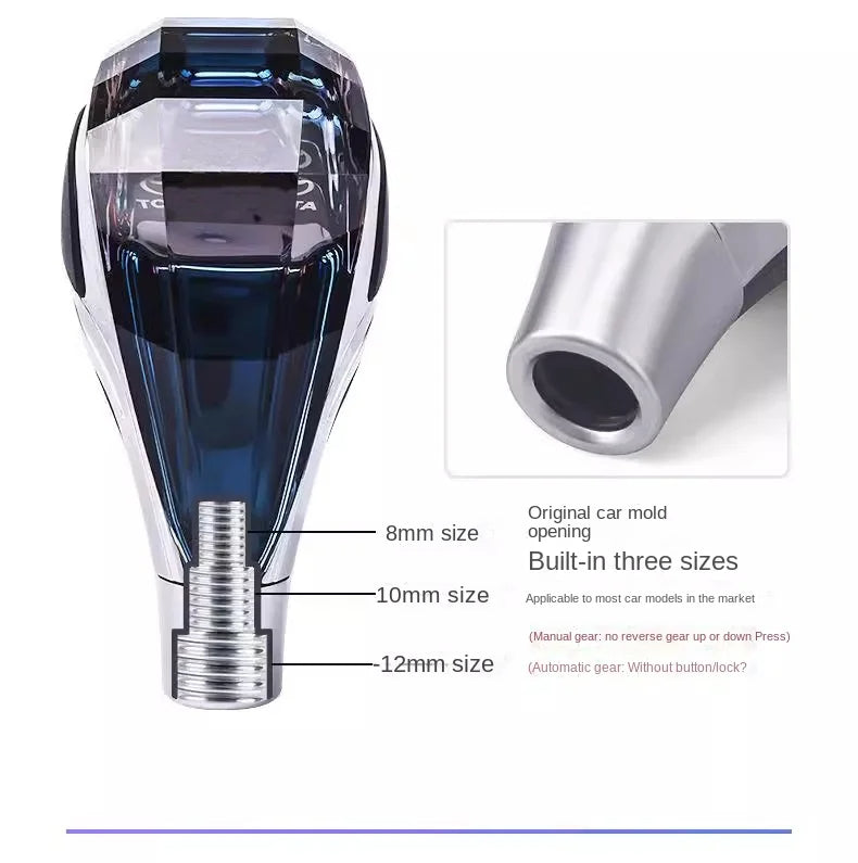 Universal Crystal LED Gear Shift Knob | Stylish Car Gear Head with Illuminated Design (SP17) - Delicate Leather