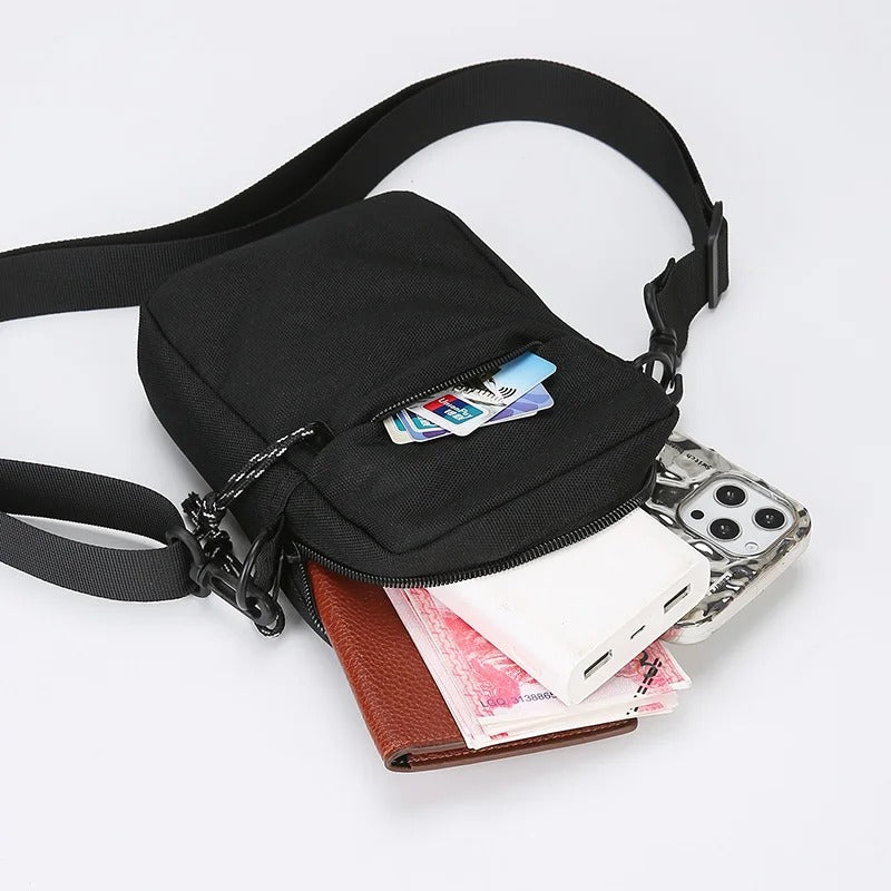 Simple Casual Mini Crossbody Bag Men's Nylon Small Shoulder Bag For Men Oxford Messenger Phone Side Sling Bag Husband Chest Pack - Delicate Leather