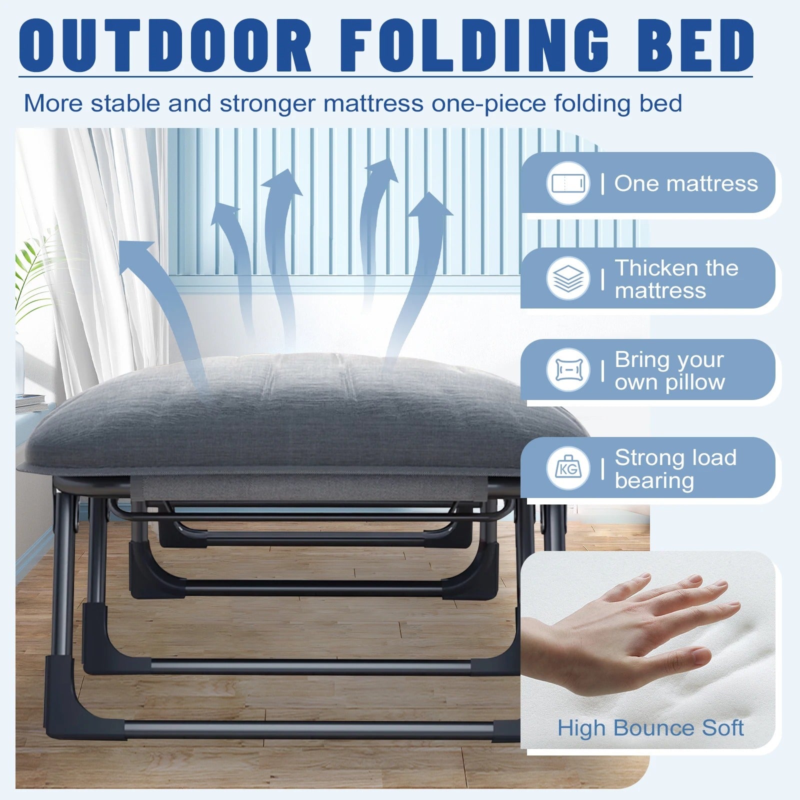 Folding Cot with Mattress and Pillow – Heavy-Duty Portable Bed for Camping & Indoor Use