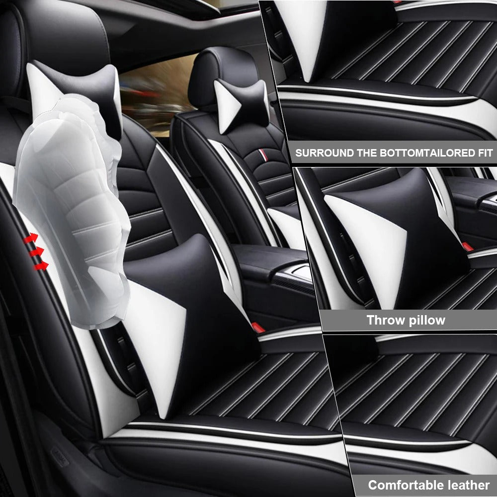 Universal 5-Seats PU Leather Car Seat Covers Full Set – Waterproof, Anti-Scratch, All-Season Protection for Front & Rear Seats