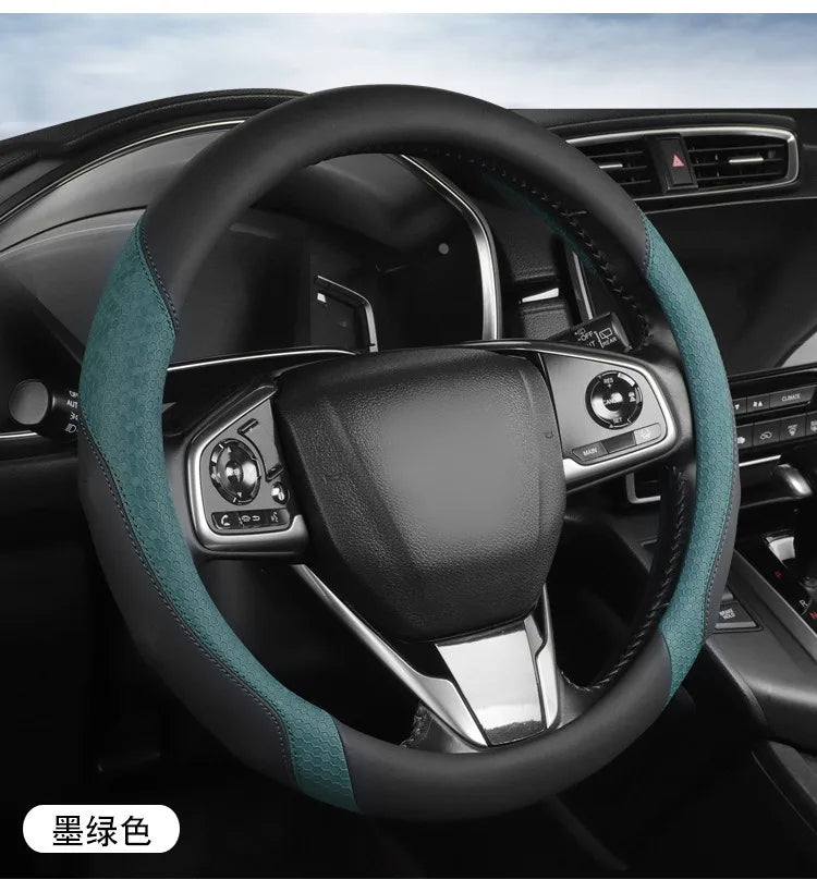 Nappa Leather Steering Wheel Cover – Anti-Slip Universal O/D Type Interior Accessory - Delicate Leather