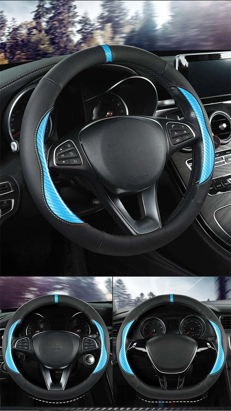 Microfiber Leather Steering Wheel Cover – Anti-Slip Universal O/D Shape Interior Accessory - Delicate Leather