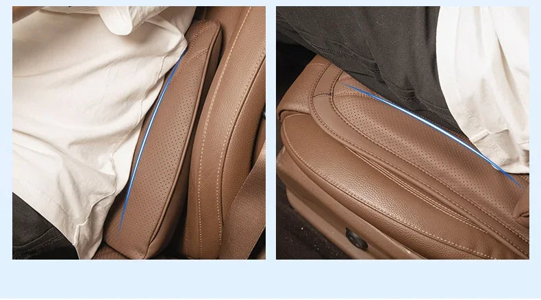 Delicate Leather Universal Car Seat Cushion with Lumbar Support – Ergonomic Leather Driver’s Seat Pad with Integrated Back Support - Delicate Leather