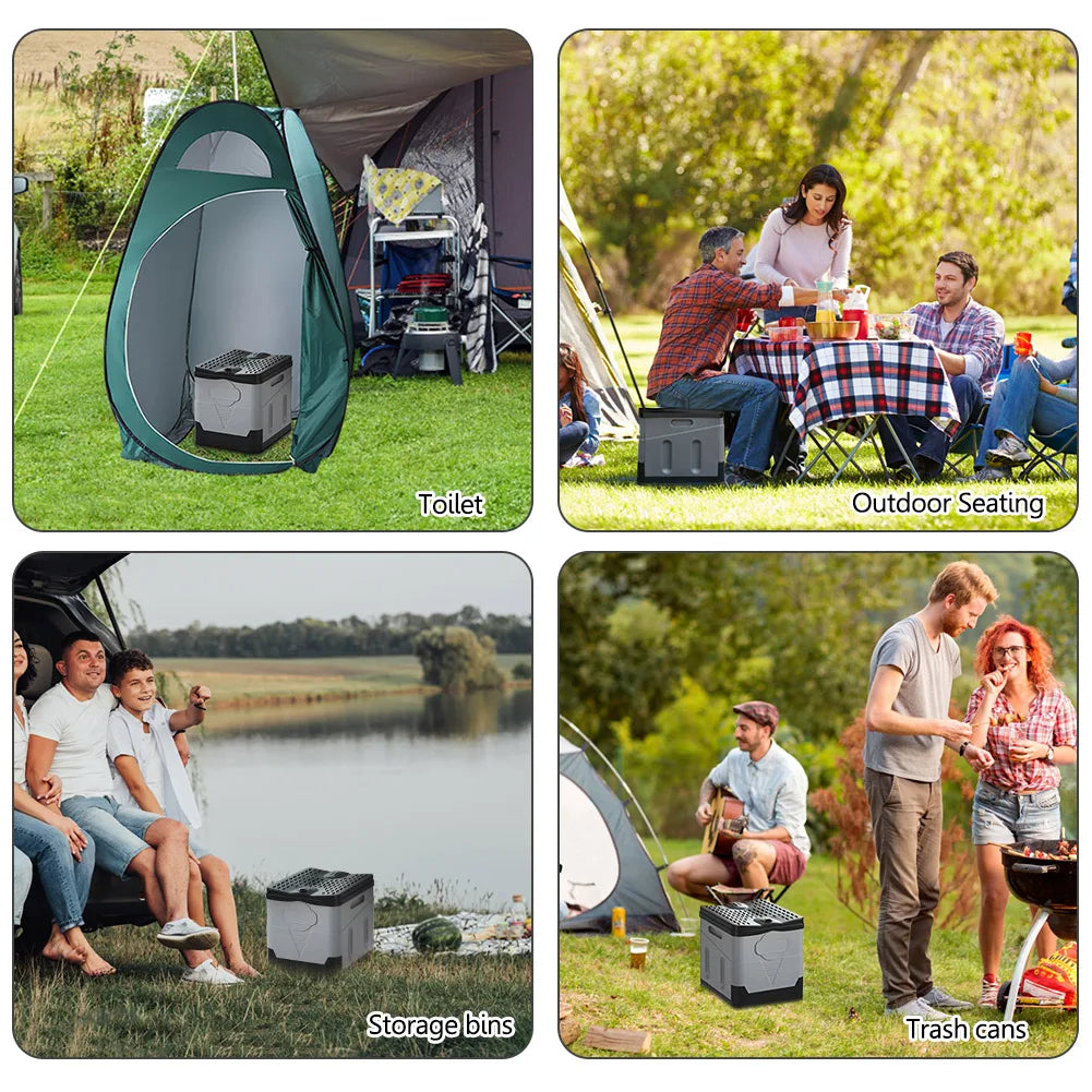 Travel Portable Car Emergency Toilet with cover Outdoor Folding Camping Toilet for Camping Hiking Boat Road Trips Beach - Delicate Leather