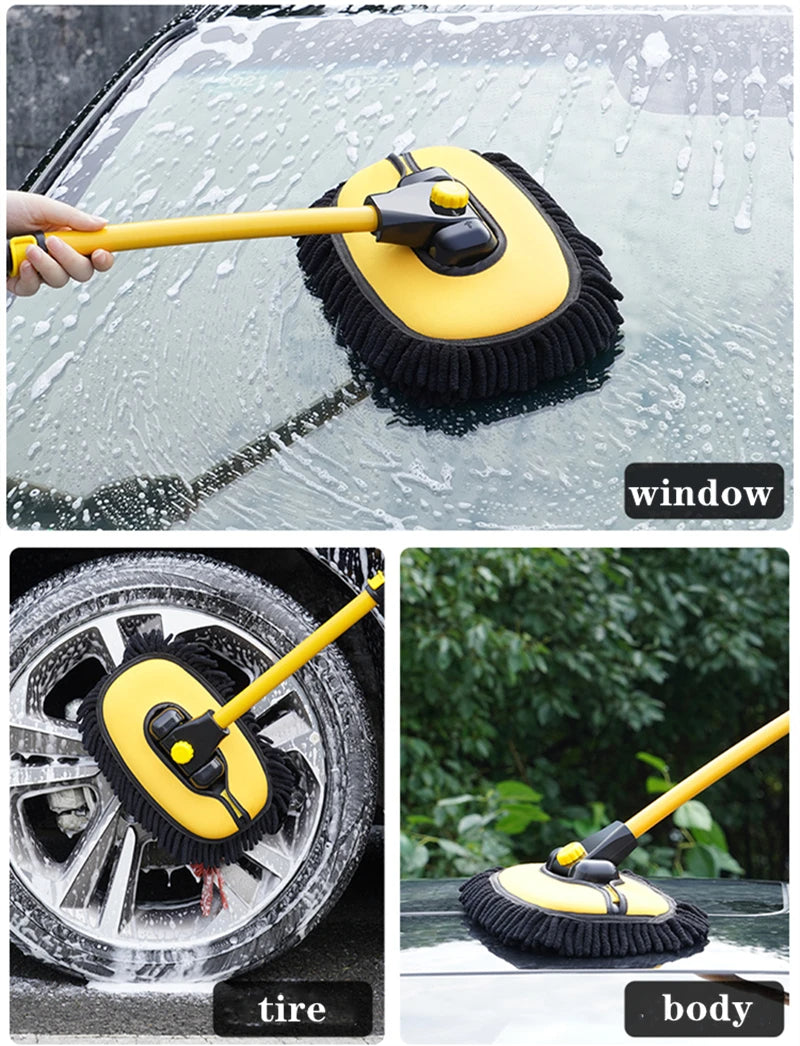 Car Cleaning Brush Car Cleaning Tools Telescoping Long Handle Cleaning Mop Chenille Broom Car Washing Accessories