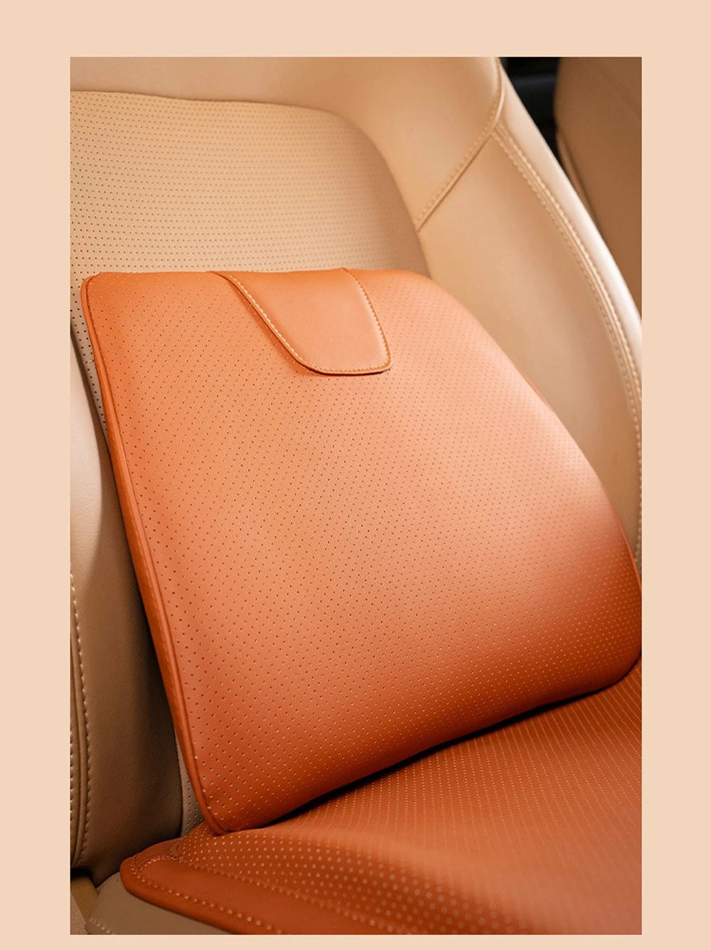 Soft Leather Car Seat Cushion Non-Slip Memory Cotton with Waist Support Pillow, Car Accessories