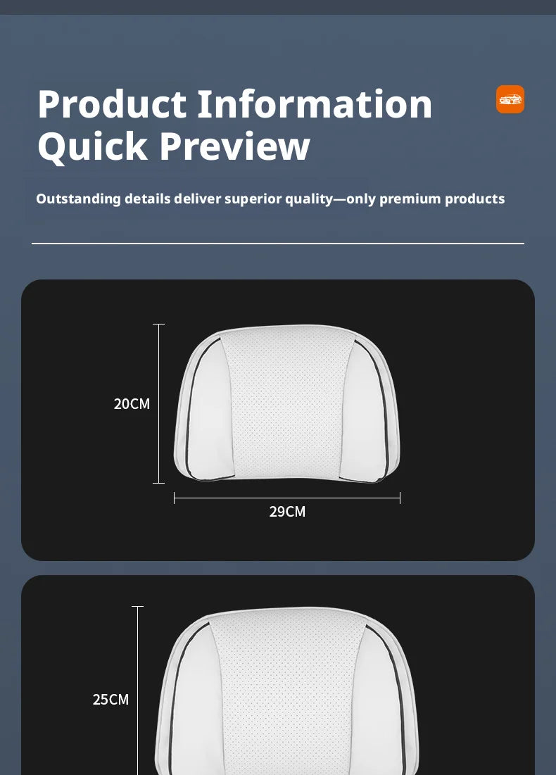 Car Headrest Neck Pillow – Memory Foam Seat Support Cushion Universal Interior Accessory - Delicate Leather