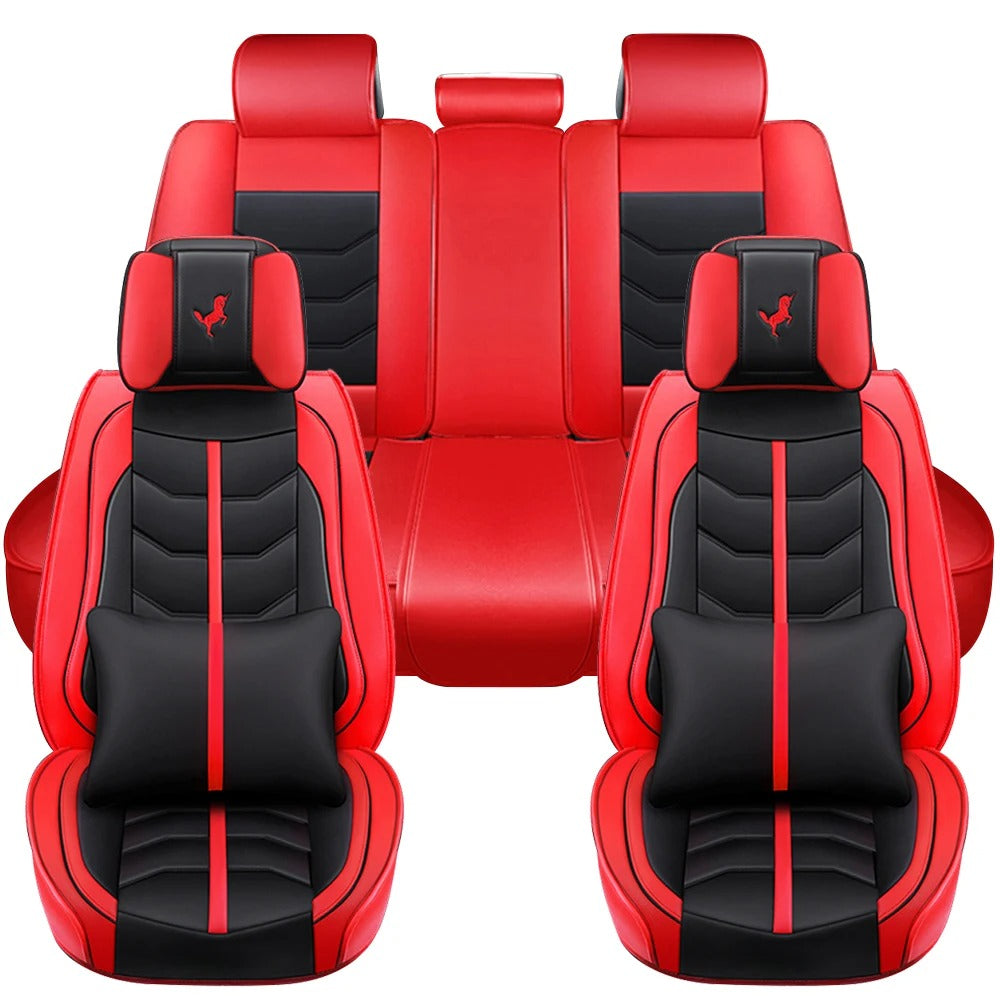 5-Seat Universal PU Leather Car Seat Covers – Full Set Front & Rear Cushions for Sedans, SUVs, Pickup Trucks