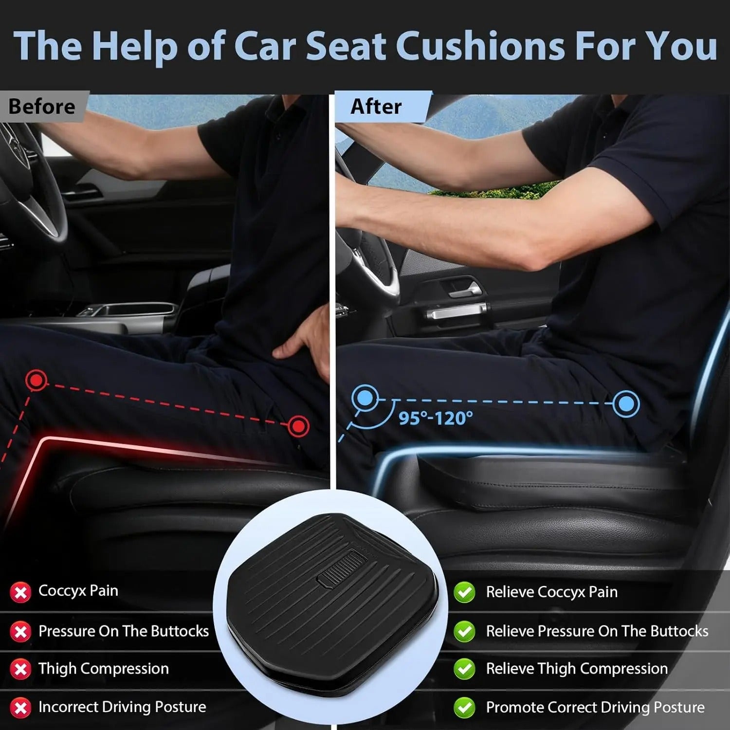 Memory Foam Seat Cushion – Waterproof Portable Chair Pad for Car & Office - Delicate Leather