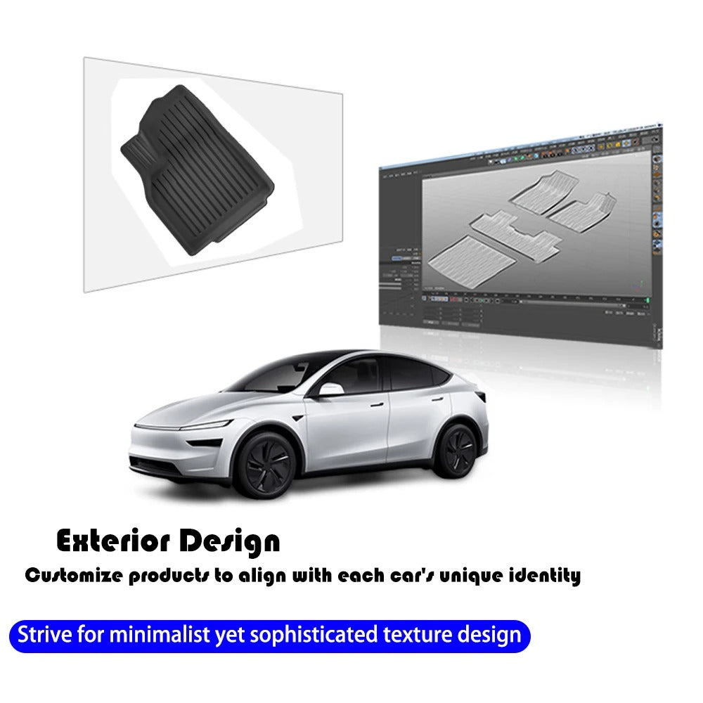 TPE Floor & Trunk Mats for Tesla Model Y Juniper 2025+ – Waterproof, All-Weather Car Accessories - Delicate Leather