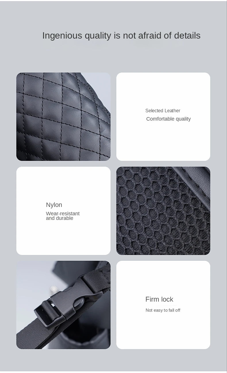 Leather Car Seat Middle Hanger Storage Bag Luxury Auto Handbag Holder Between Seats Tissue Water Cup Pockets Stowing Tidying - Delicate Leather