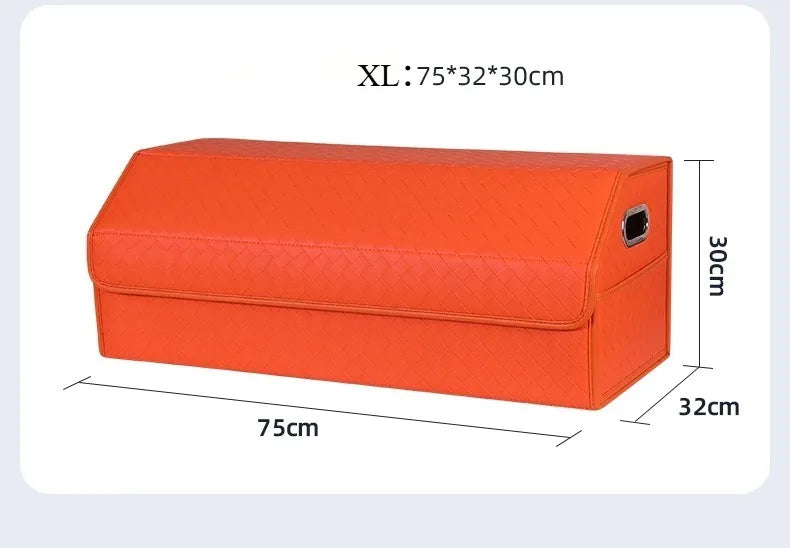 Multi-Functional Folding Trunk Organizer with Nappa Leather - Universal Fit, Waterproof, and Collapsible Design